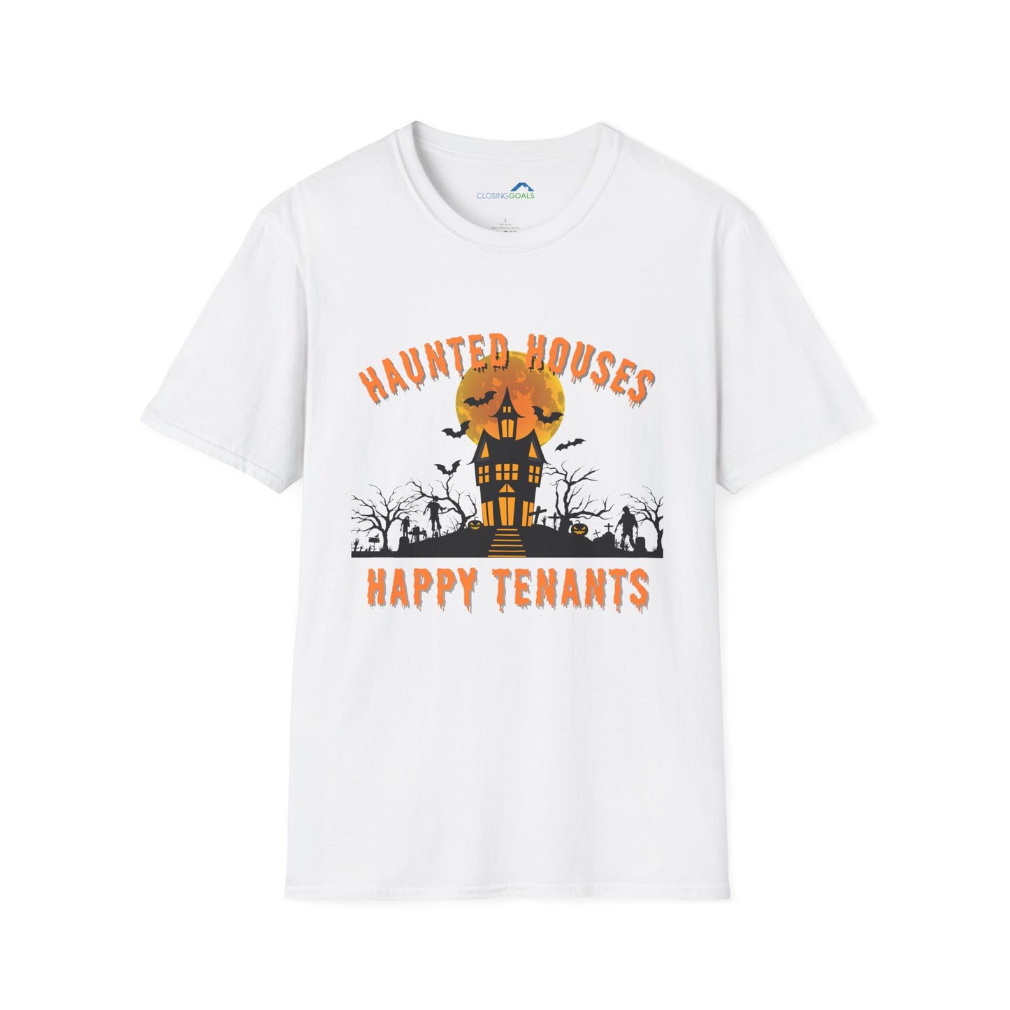 "Haunted Houses: Happy Tenants" Unisex Soft-Style T-Shirt