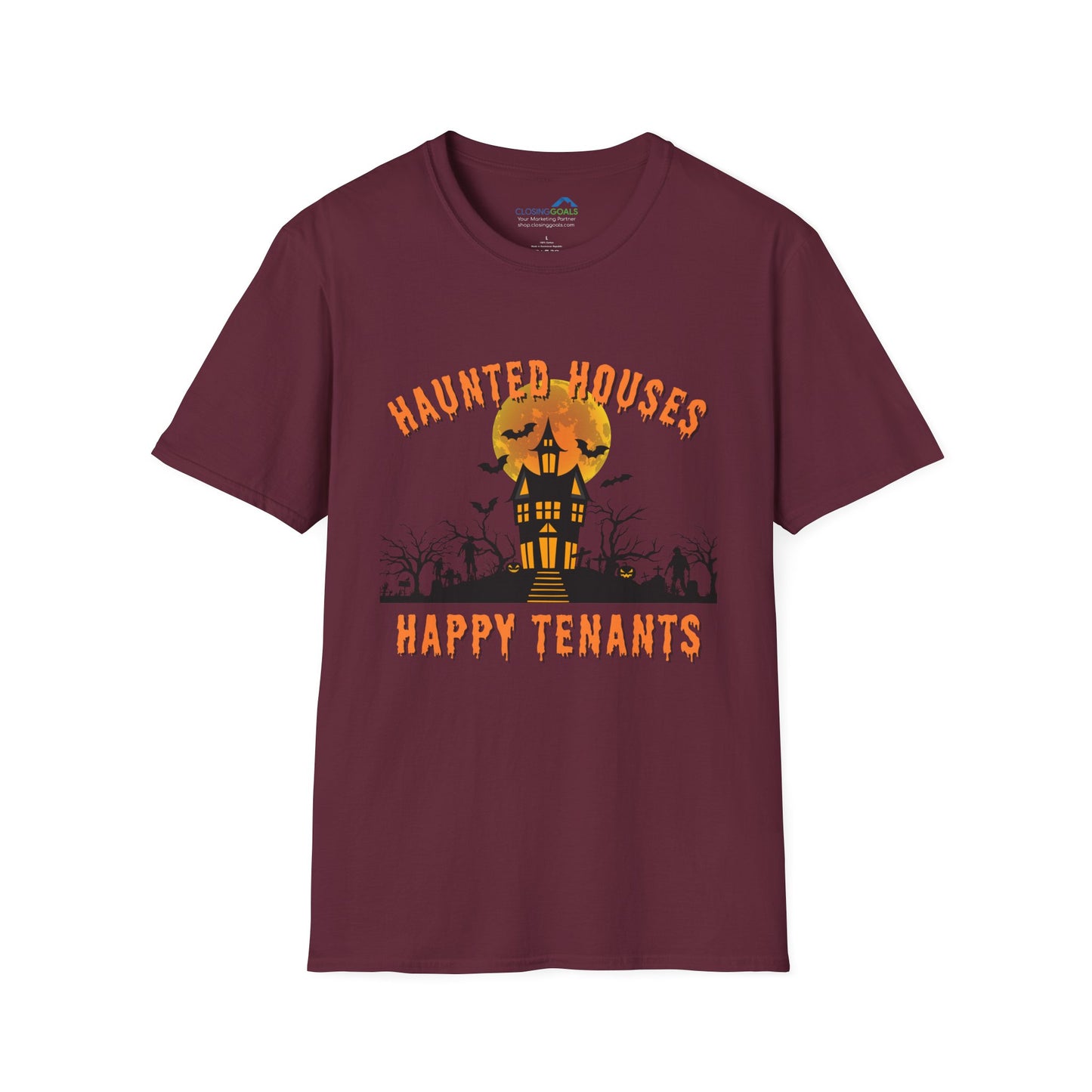 "Haunted Houses: Happy Tenants" Unisex Soft-Style T-Shirt