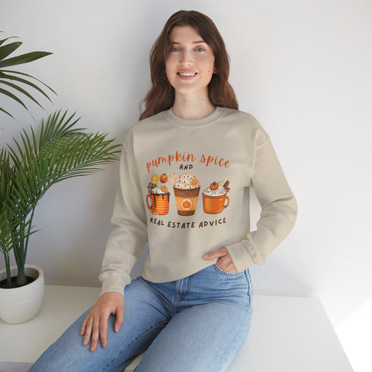 Pumpkin Spice and Real Estate Advice Crewneck Sweatshirt