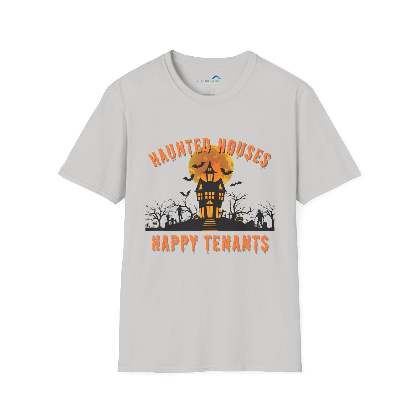 "Haunted Houses: Happy Tenants" Unisex Soft-Style T-Shirt