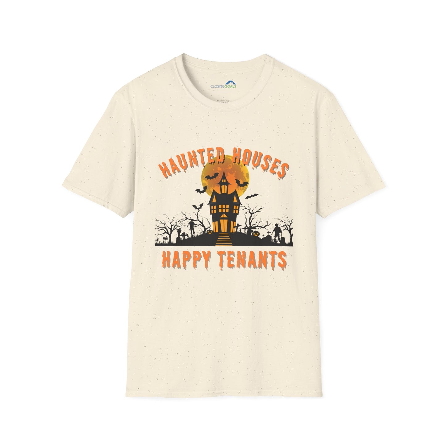 "Haunted Houses: Happy Tenants" Unisex Soft-Style T-Shirt