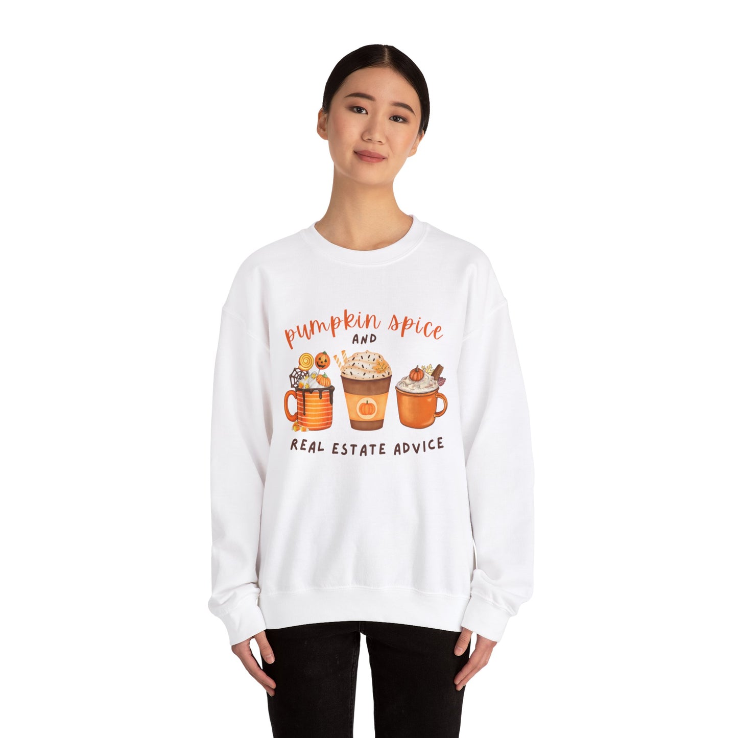 Pumpkin Spice and Real Estate Advice Crewneck Sweatshirt