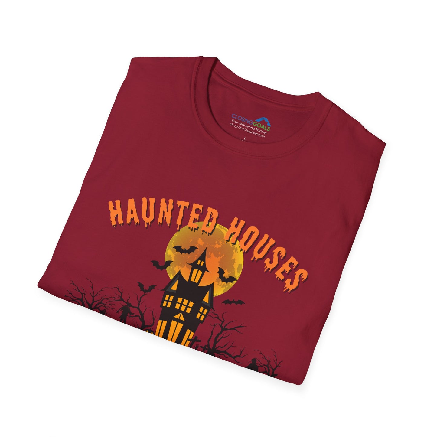 "Haunted Houses: Happy Tenants" Unisex Soft-Style T-Shirt