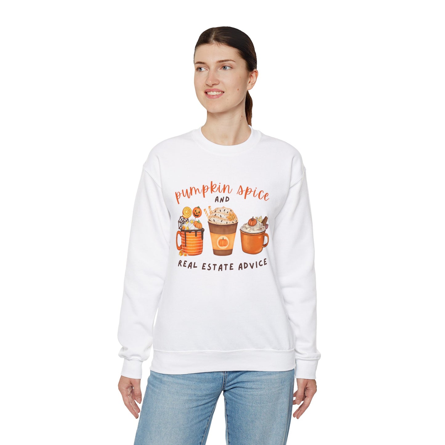 Pumpkin Spice and Real Estate Advice Crewneck Sweatshirt