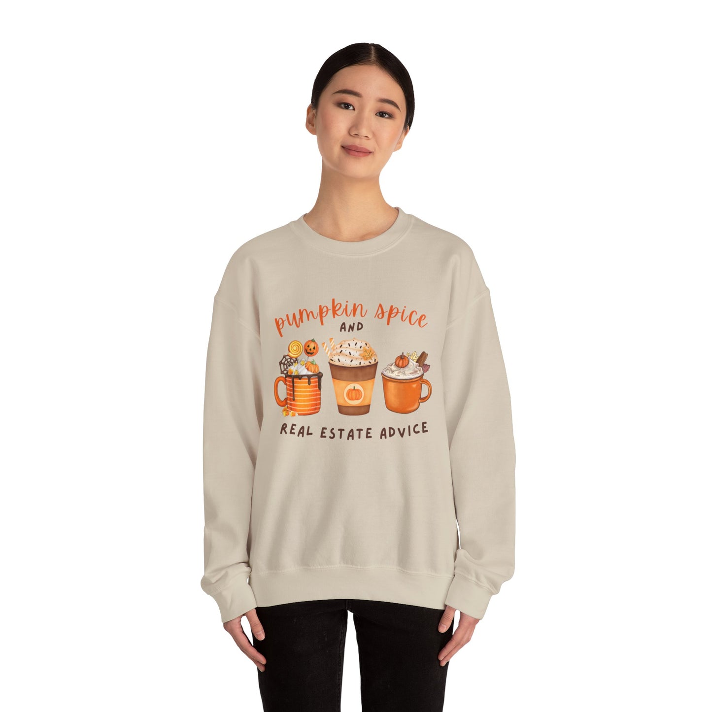 Pumpkin Spice and Real Estate Advice Crewneck Sweatshirt