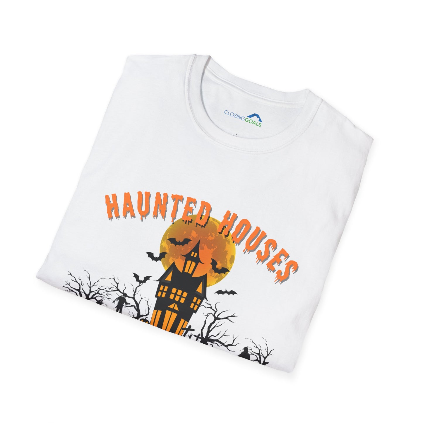 "Haunted Houses: Happy Tenants" Unisex Soft-Style T-Shirt